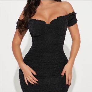 Fashion Nova Black Cap Sleeve Mini Dress